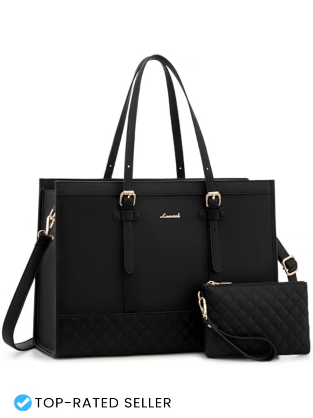 LOVEVOOK Women's 17.3inch Laptop Tote, PU Leather Computer Work Bag